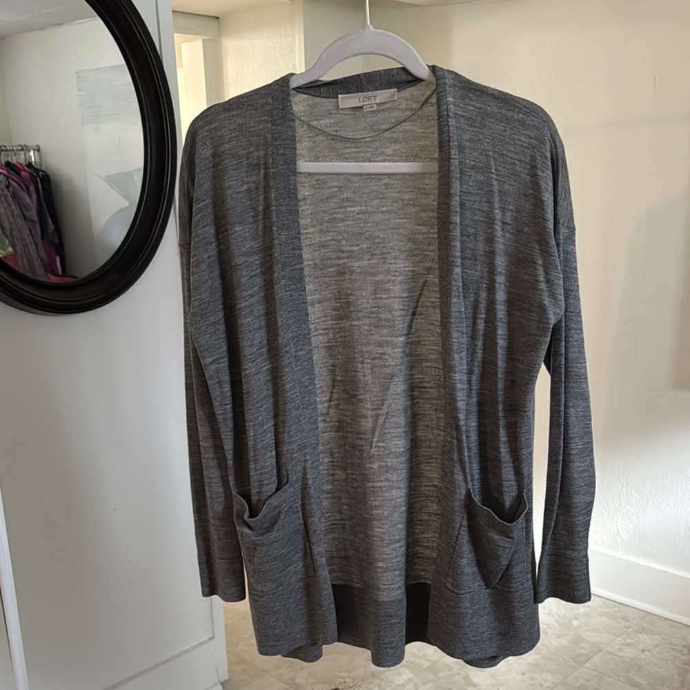 CAbi Heather Gray Open Front Cardigan